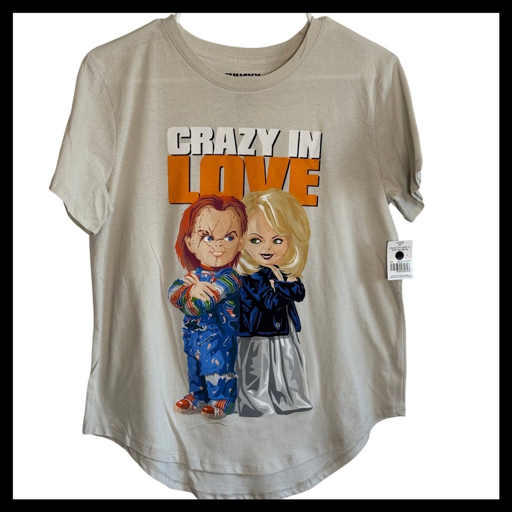 NWT Chucky Crazy In Love Graphic‎ Tee Shirt Womens Medium Tiffany Horror Movie